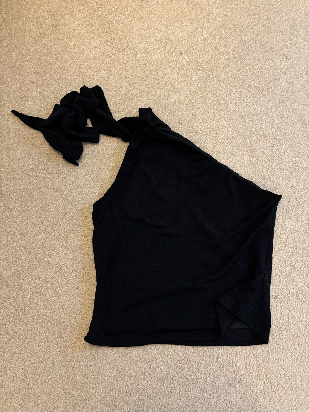 Princess Polly Black One-Shoulder Tie-Strap Women's Top